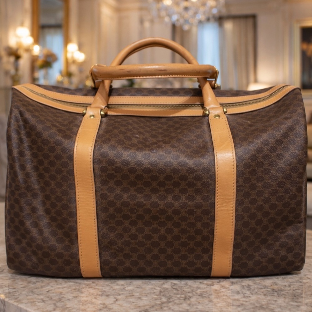Authentic Celine Brown Patterned travel bag